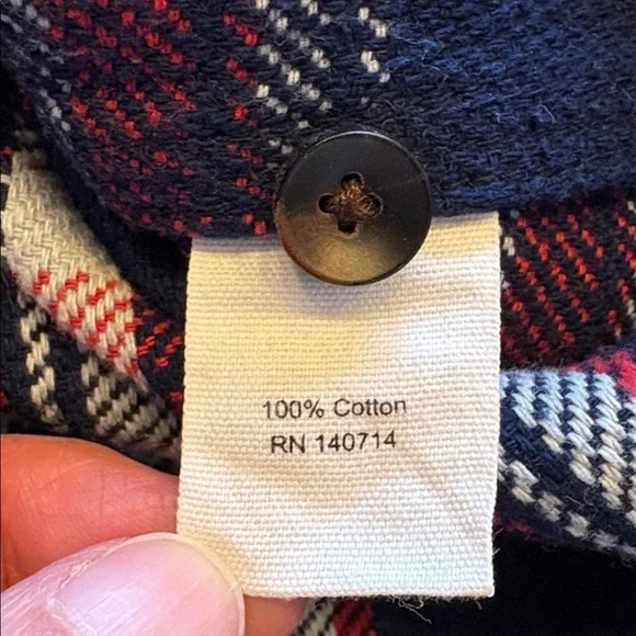 Alex Mill Plaid Flannel Button Down Shirt Blue White Red Size XL - Picture 9 of 13